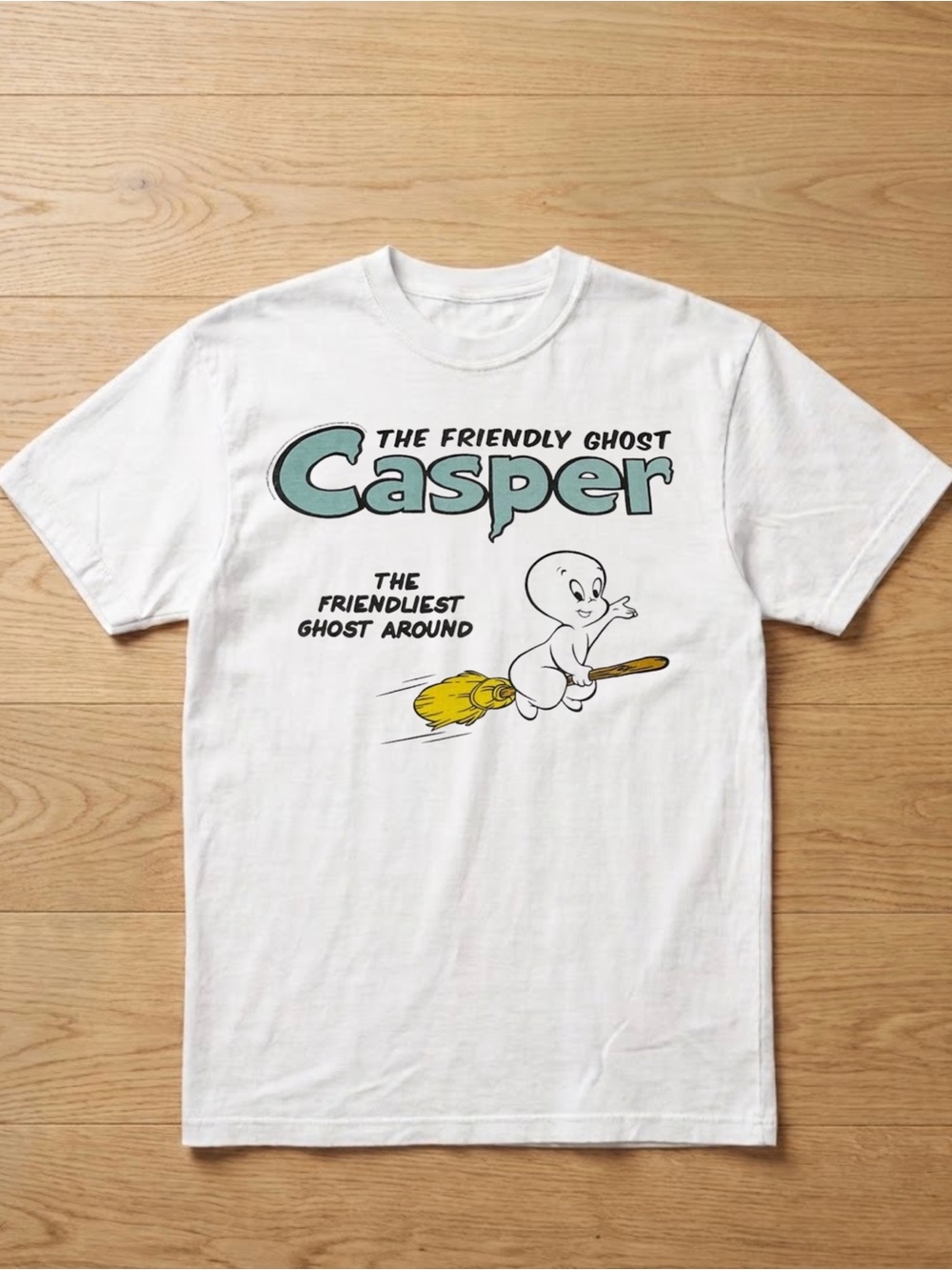 Casper Friendly Ghost Broomstick White Spooky Aesthetic Comfort Color Tee